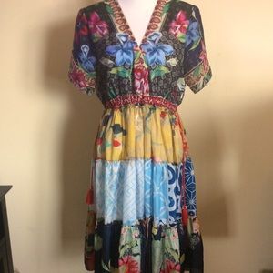 JOHNNY WAS DUNAS SILK DRESS-BOHO STYLE-SIZE M